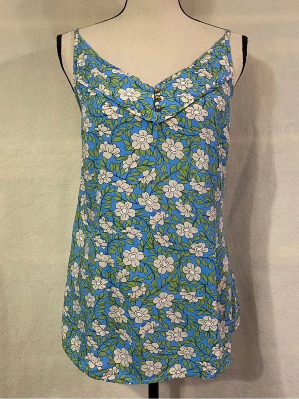 Cabi #2514 blue green floral Vine Cottonwood print cami tank top